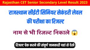Rajasthan CET Senior Secondary Level Result 2023