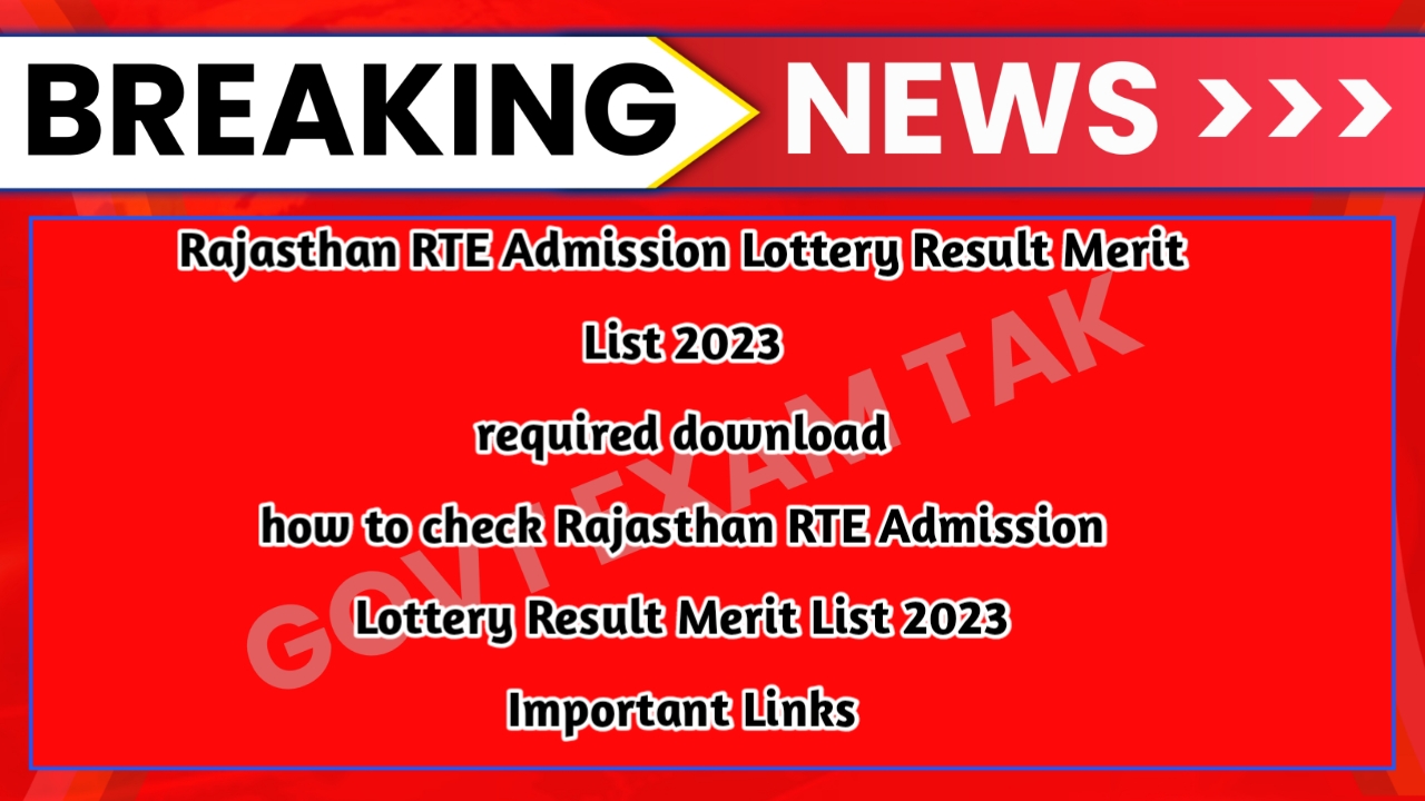 Rajasthan RTE Admission Lottery Result Merit List 2023