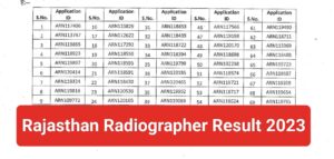 Rajasthan Radiographer Result 2023