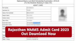 Rajasthan NMMS Admit Card 2023 Download (Out) 