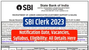 SBI Clerk Recruitment 2023 Official Notification Out Now! Apply Online 8773 Posts