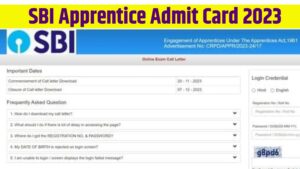 SBI Apprentice Admit Card 2023 Download Link Available Here