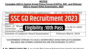 SSC GD Recruitment 2023 : 26146 Total Posts, 10th Pass