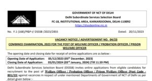 DSSSB Recruitment 2024 Notification Released , Apply Online From Here