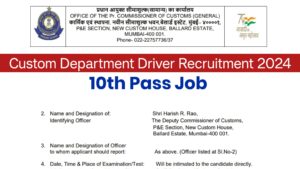 Custom Department Driver Recruitment 2024