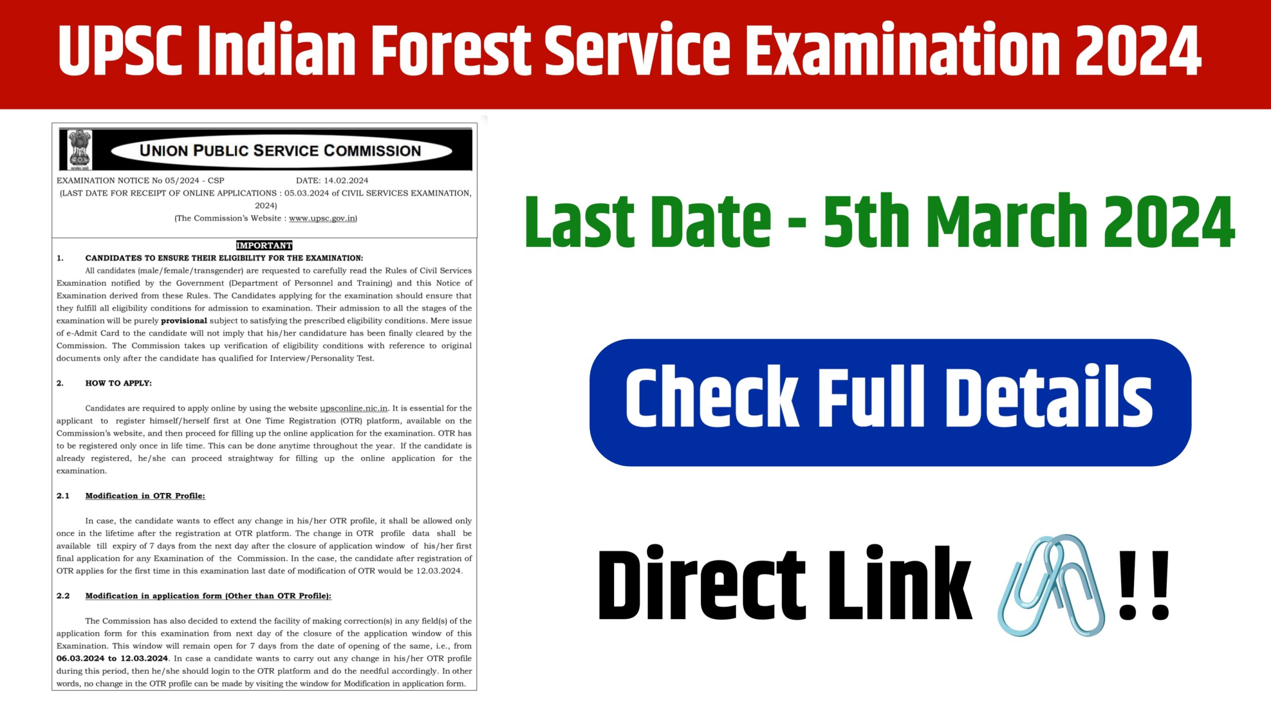 Upsc Indian Forest Service Exam 2024 Notification Out Apply Online Govt Exam Tak