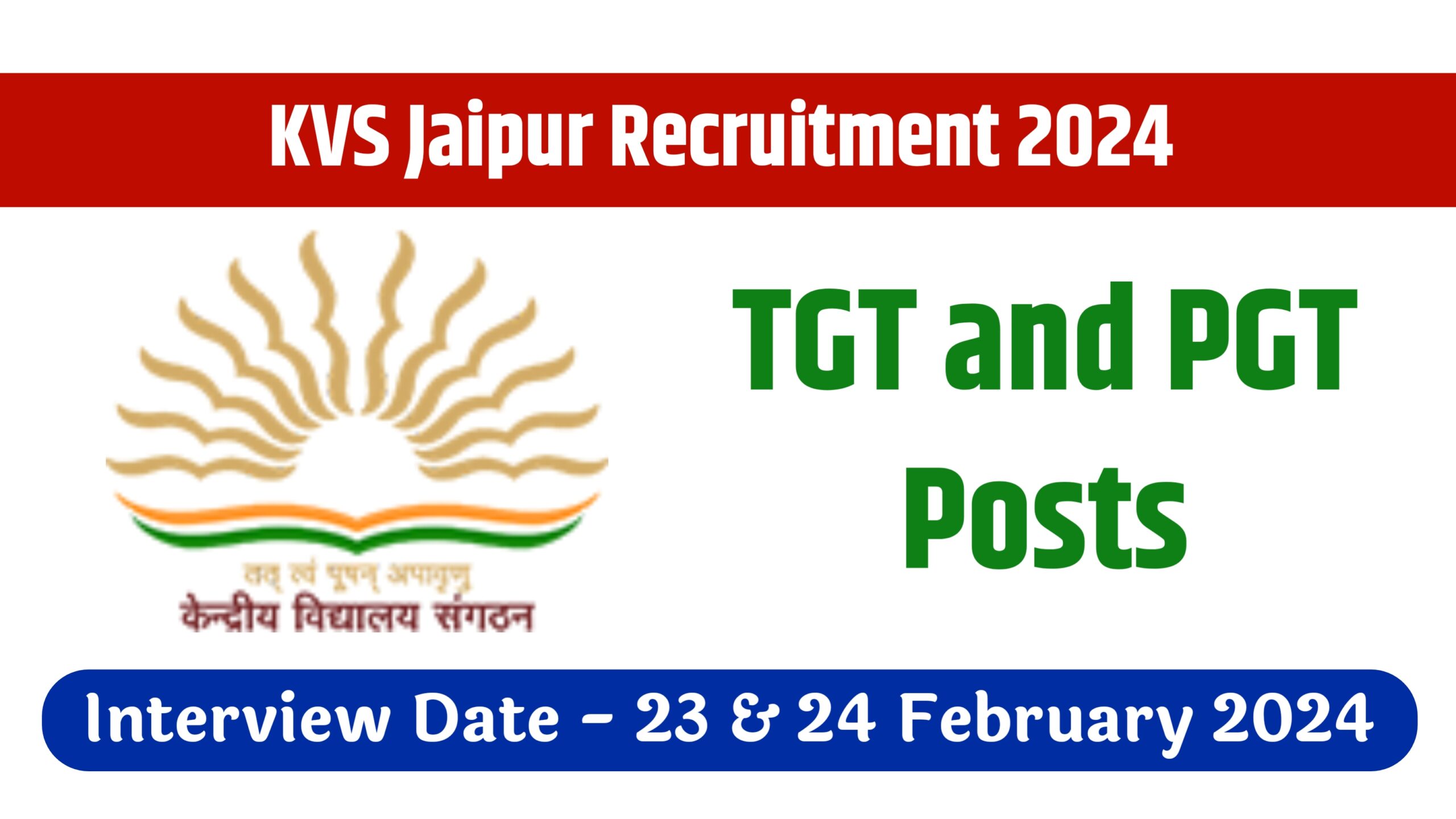 KVS Jaipur Recruitment 2024