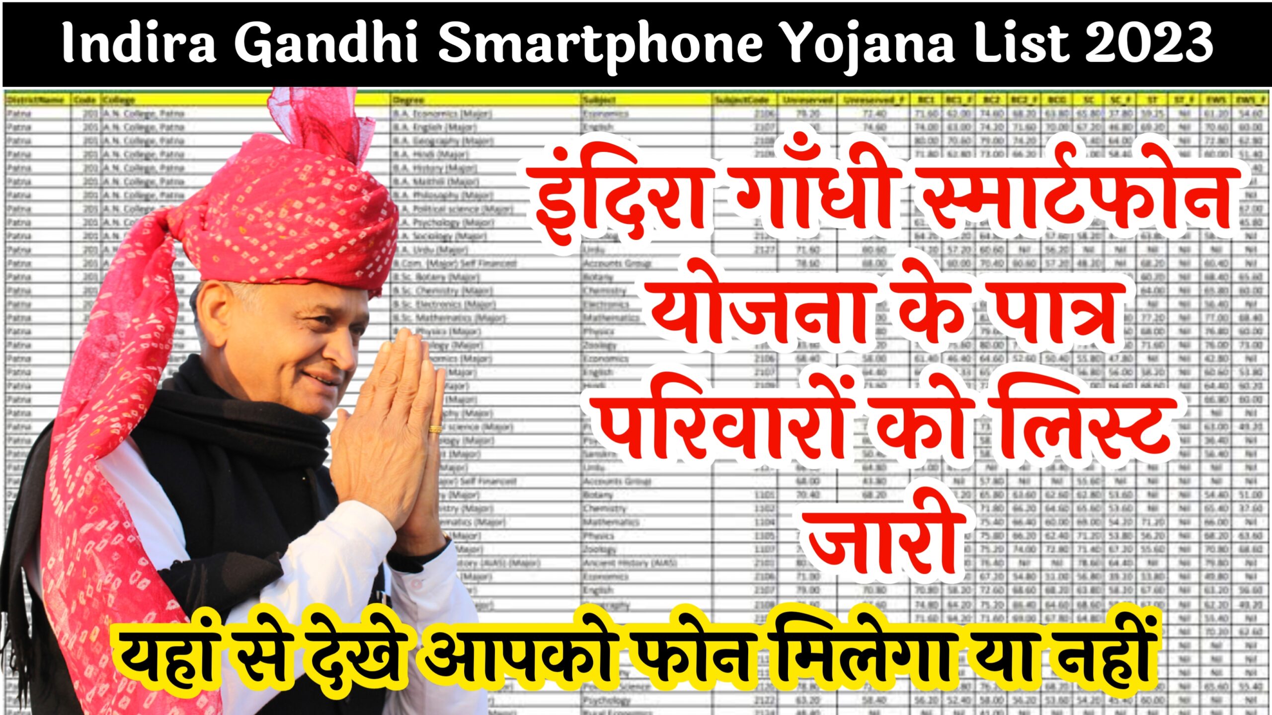 Indira Gandhi Smartphone Yojana List 2023