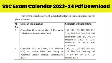 SSC Exam Calendar 2023-24 Pdf Download