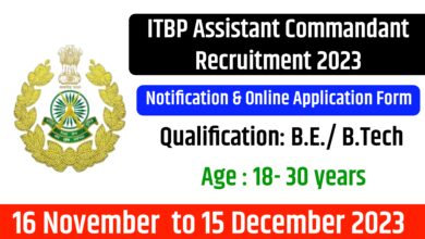 ITBP Assistant Commandant Recruitment 2023 Notification & Online Application Form