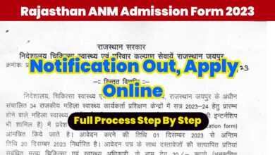 Rajasthan ANM Admission Form 2023 : Eligibility, Selection Process & Notification pdf