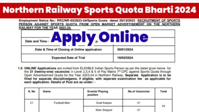 Northern Railway Sports Quota Recruitment 2024