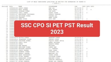 SSC CPO SI PET PST Result 2023 : Result Released Check Now