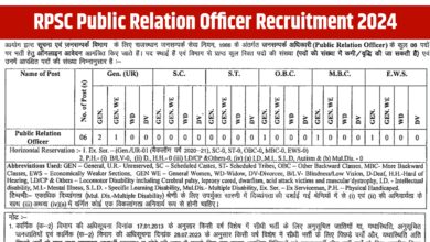 RPSC Public Relation Officer Recruitment 2024 Notification Out , Apply Online